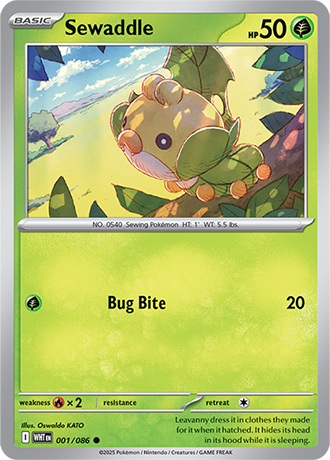 001/086 Sewaddle (White Flare) Pokemon card (English)