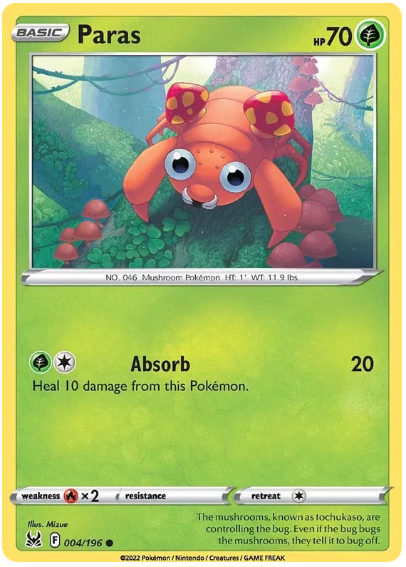 004/196 Paras (Lost Origin) Pokemon card (English)