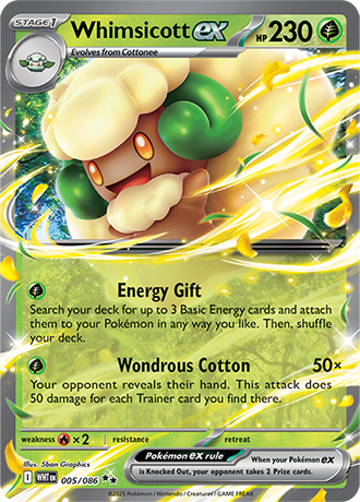 005/086 Whimsicott EX (Double Rare) (White Flare) Pokemon card (English)