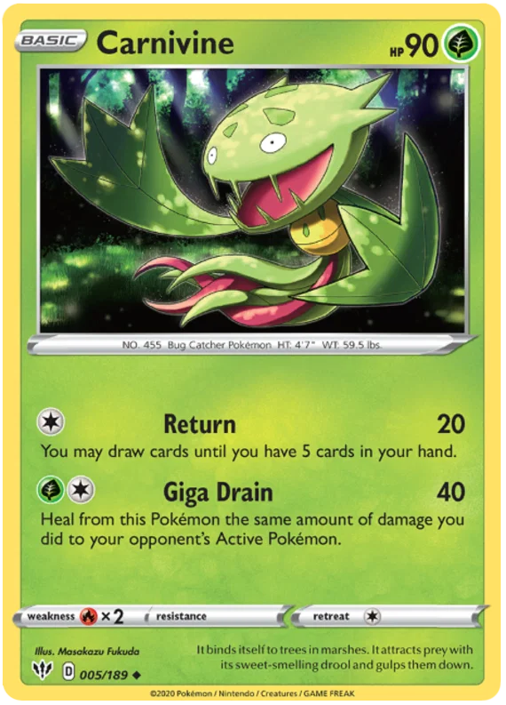 005/189 Carnivine (Darkness Ablaze) Pokemon card (English)