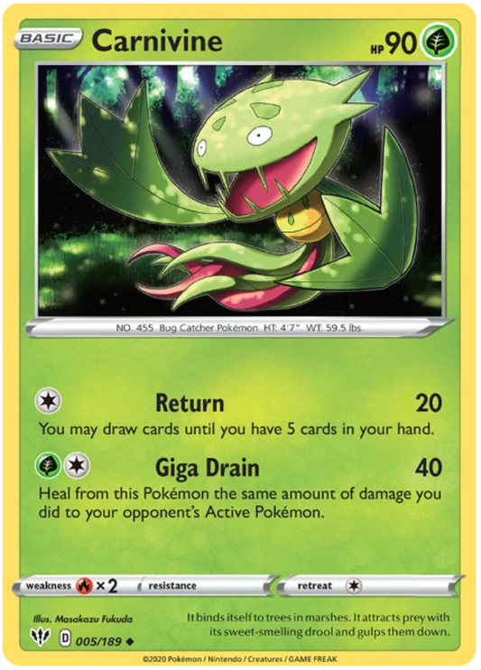 005/189 Carnivine (Darkness Ablaze) Pokemon card (English)