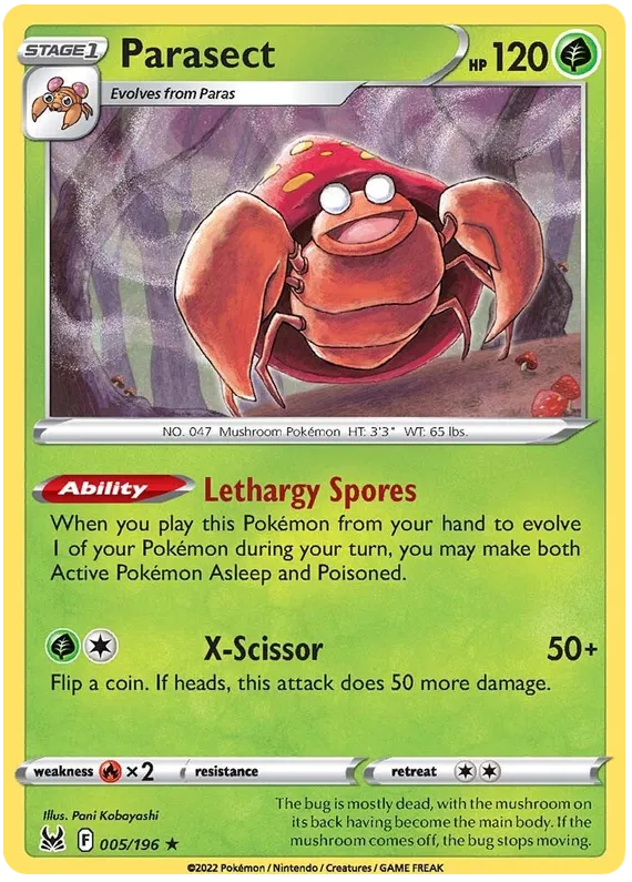 005/196 Parasect (Rare) (Lost Origin) Pokemon card (English)