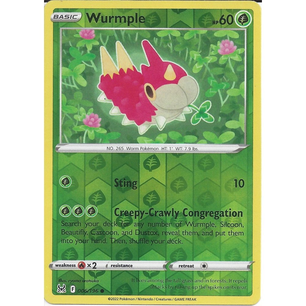 006/196 Wurmple (Reserve Holo) (Lost Origin) Pokemon card (English)