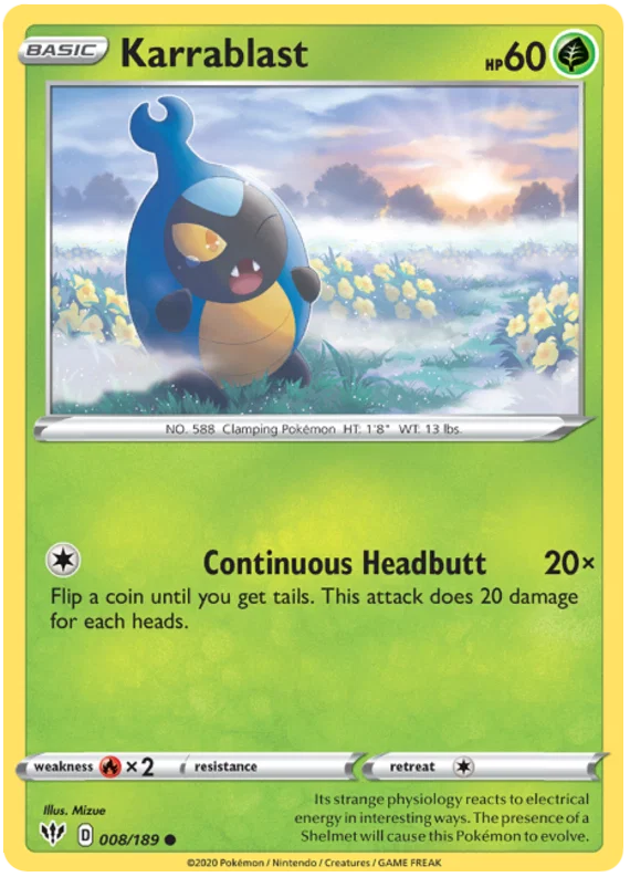 008/189 Karrablast (Darkness Ablaze) Pokemon card (English)