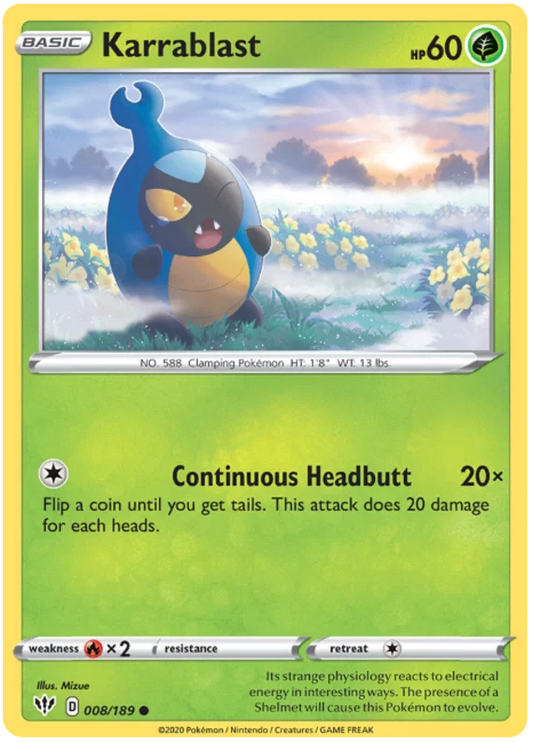 008/189 Karrablast (Darkness Ablaze) Pokemon card (English)