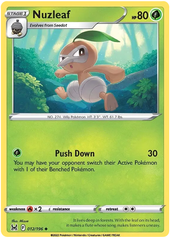 012/196 Nuzleaf (Lost Origin) Pokemon card (English)
