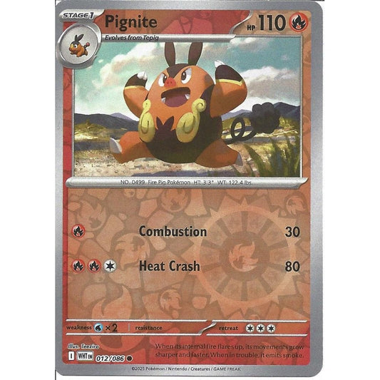012/086 Pignite (Reverse Holo) (White Flare) Pokemon card (English)