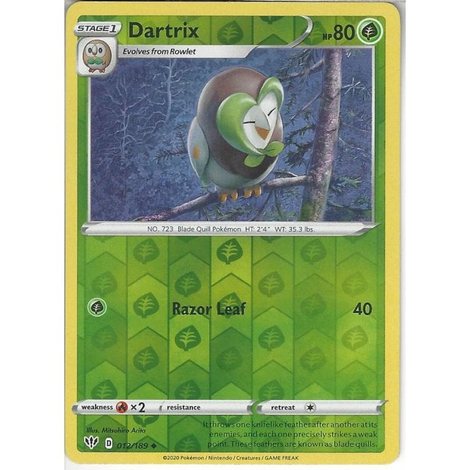 012/189 Dartrix (Reverse Holo) (Darkness Ablaze) Pokemon card (English)