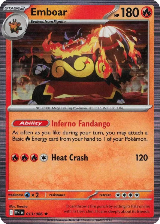 013/086 Emboar (Holo) (White Flare) Pokemon card (English)