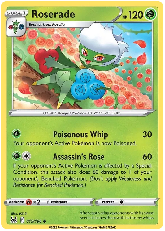 015/196 Roserade (Lost Origin) Pokemon card (English)