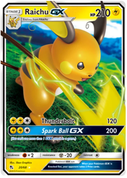 20/68 Raichu GX (Hidden Fates) Pokémon card (English)