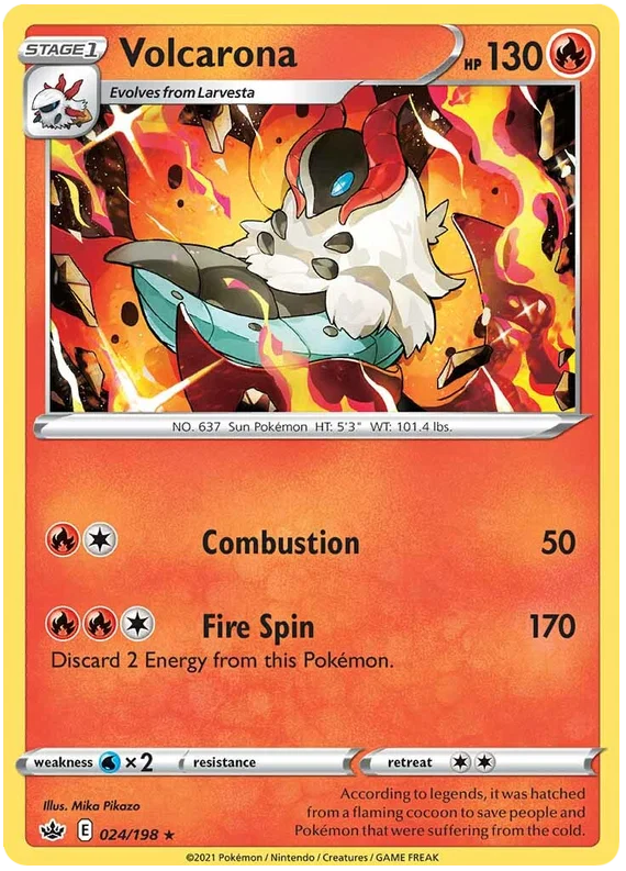 024/198 Volcarona (Rare) (Chilling Reign) Pokémon card (English)