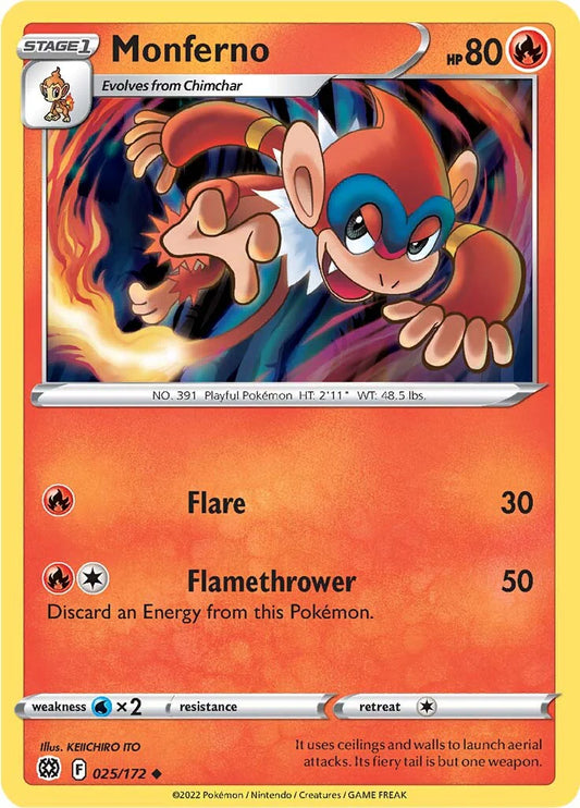 025/172 Monferno (Brilliant stars) Pokemon card (English)