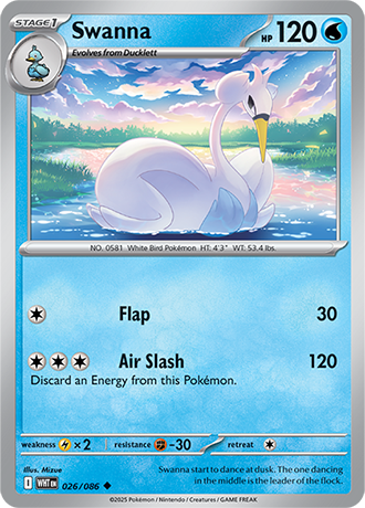 026/086 Swanna (White Flare) Pokemon card (English)