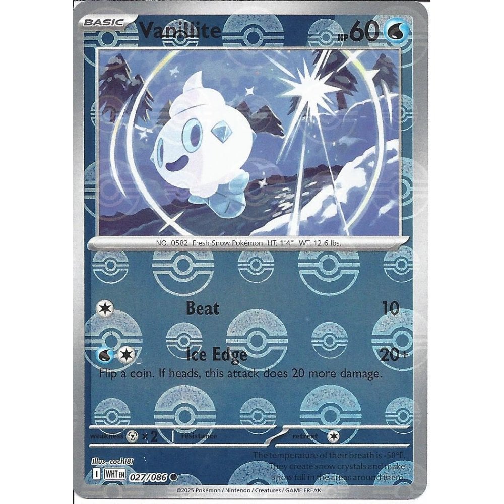 027/086 Vanillite (Poké Ball) (White Flare) Pokemon card (English)