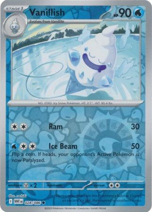 028/086 Vanillish (Reverse Holo) (White Flare) Pokemon card (English)