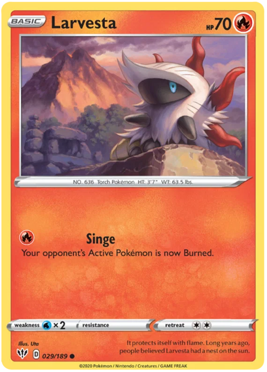 029/189 Larvesta (Darkness Alblaze) Pokemon card (English)
