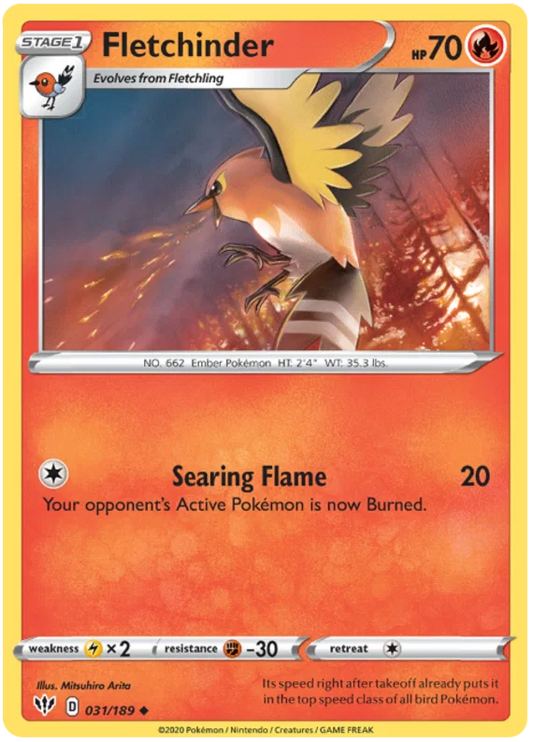 031/189 Fletchinder (Darkness Alblaze) Pokemon card (English)