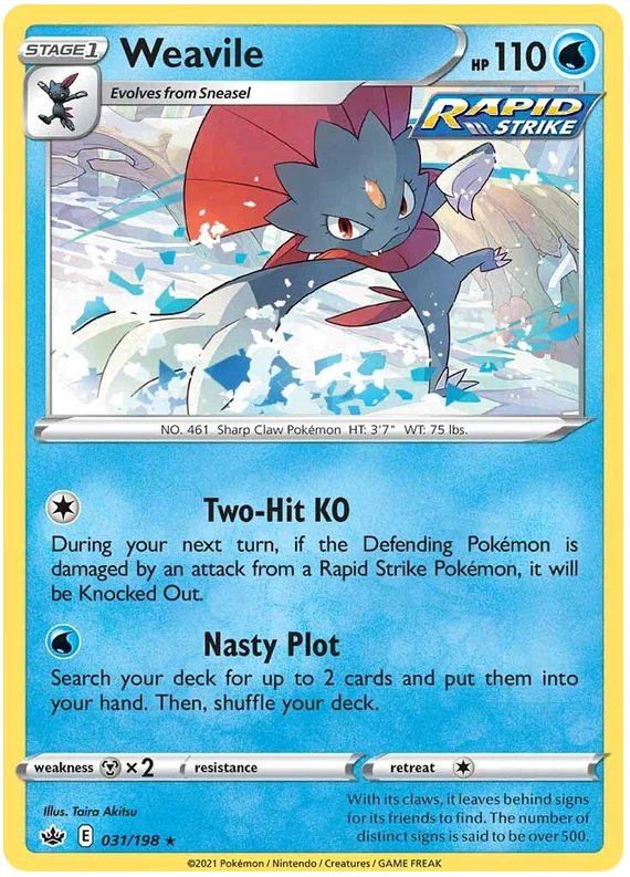 031/198 Weavile (Rare/Holo) (Chilling Reign) Pokémon card (English)