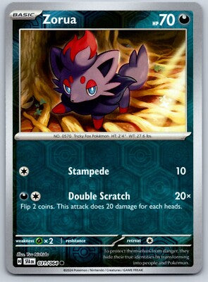 031/064 Zorua (Reverse Holo) (Shrouded Fable) Pokemon card (English)