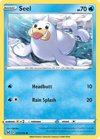 033/196 Seel (Lost Origin) Pokemon card (English)