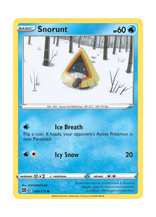 034/172 Snorunt (Brilliant Stars) Pokemon card (English)