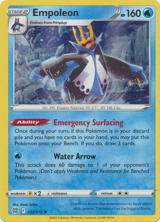 037/172 Empoleon (Holo) (Brilliant Stars) Pokemon card (English)