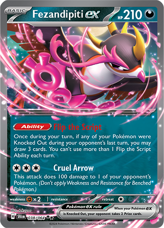 038/064 Fezandipiti EX (Double Rare) (Shrouded Fable) Pokemon card (English)