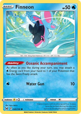 040/196 Finneon (Lost Origin) Pokemon card (English)