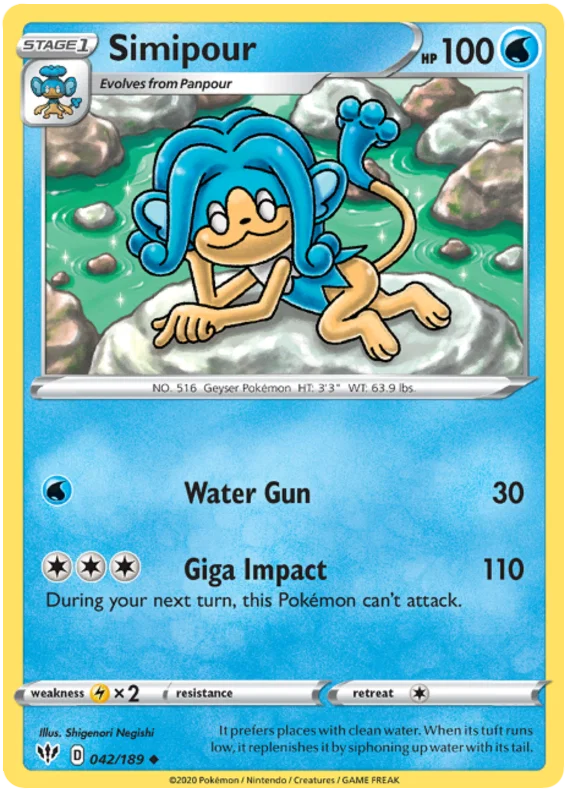 042/189 Simipour (Darkness Ablaze) Pokemon card (English)