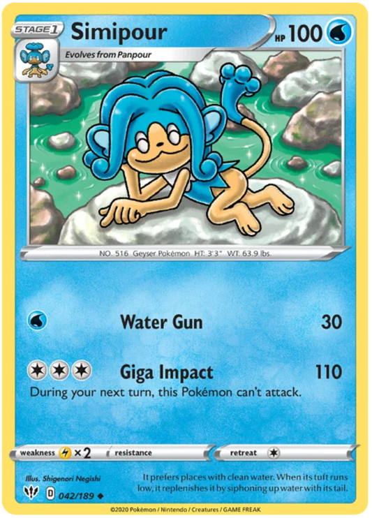 042/189 Simipour (Darkness Ablaze) Pokemon card (English)