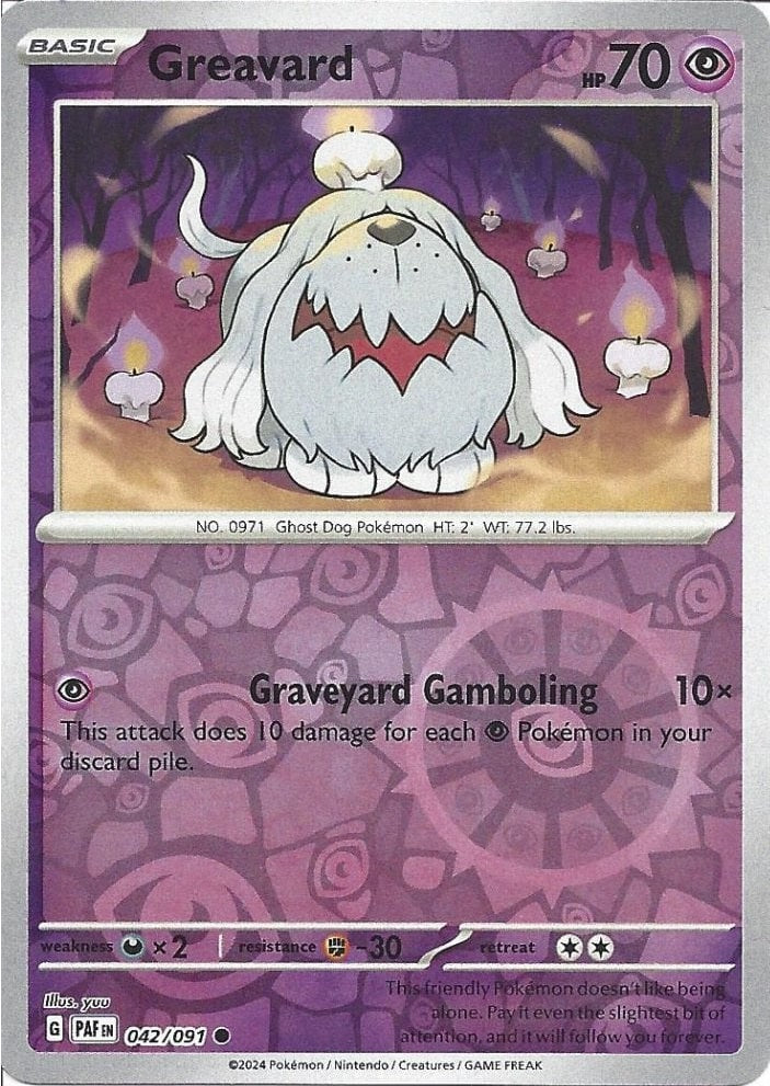 042/091 Greavard (Reverse Holo) - Paldean Fates - Pokémon card (English)