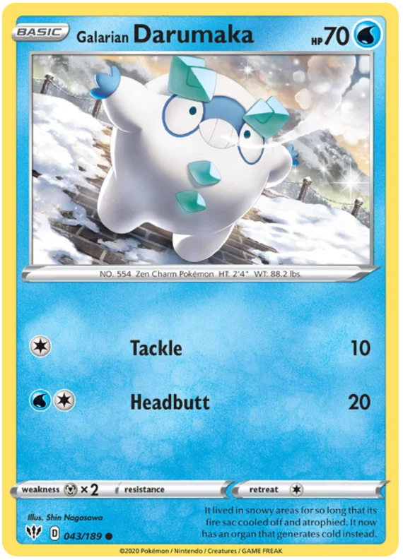 043/189 Galarian Darumaka (Darkness Ablaze) Pokemon card (English)