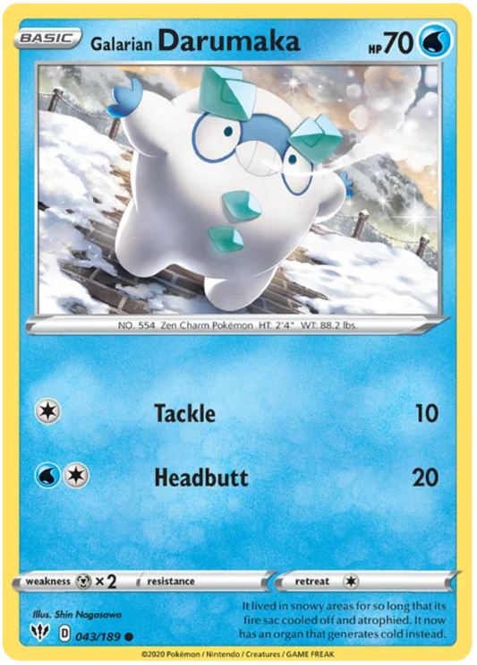 043/189 Galarian Darumaka (Darkness Ablaze) Pokemon card (English)