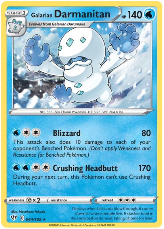 044/189 Galarian Darmaniten (Darkness Ablaze) Pokemon card (English)