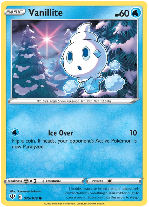 045/189 Vanillite (Darkness Ablaze) Pokemon card (English)