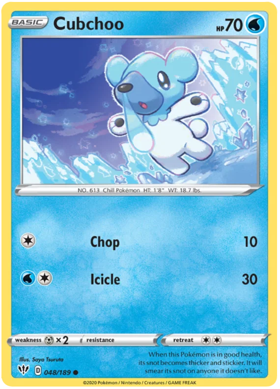 048/189 Cubchoo (Darkness Ablaze) Pokemon card (English)