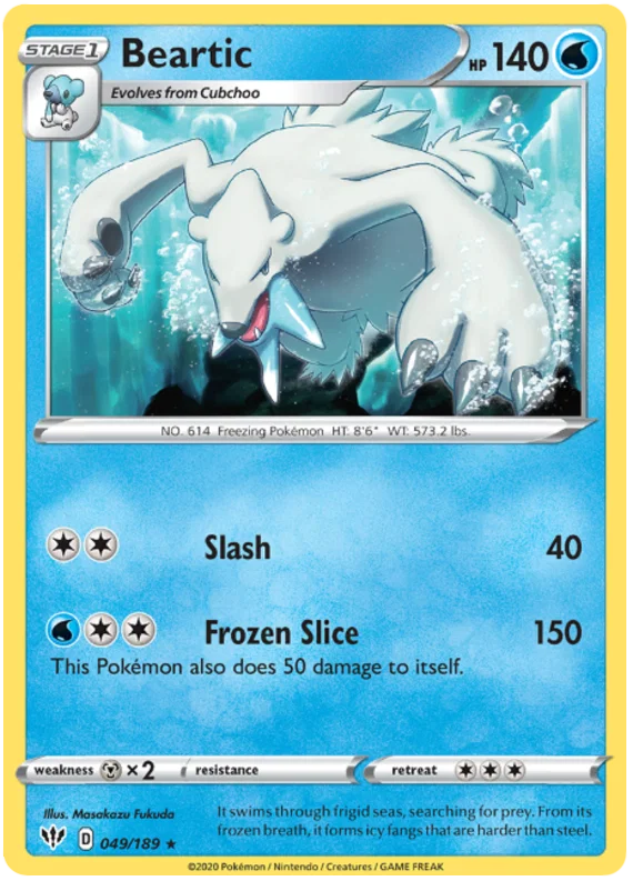 049/189 Beartic (Rare) (Darkness Ablaze) Pokemon card (English)