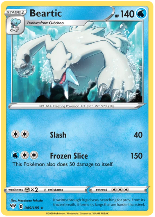 049/189 Beartic (Rare) (Darkness Ablaze) Pokemon card (English)