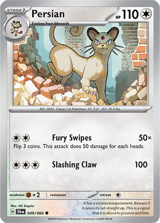 049/064 Persian (Shrouded Fable) Pokemon card (English)