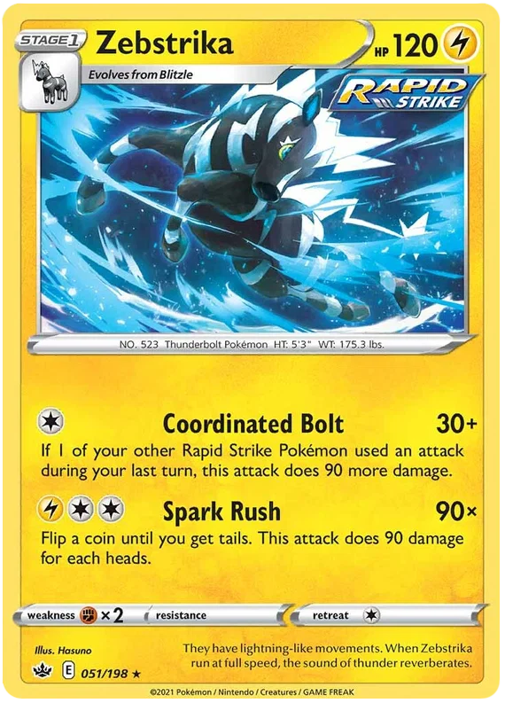 051/198 Zebstrika (Rare) (Chilling Reign) Pokémon card (English)