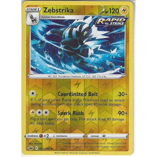 051/198 Zebstrika (Rare reverse holo) (Chilling Reign) Pokémon card (English)