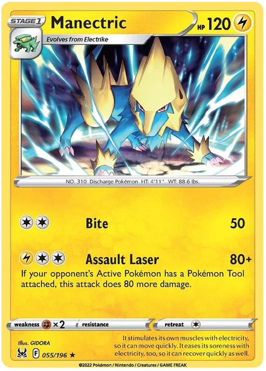 055/196 Manectric (Rare) (Lost Origin) Pokemon card (English)