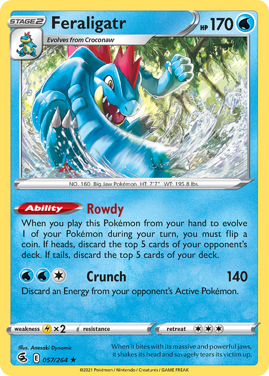 057/264 Feraligatr (Holo) (Fusion strike) Pokemon card (English)