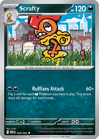 058/086 Scrafty (White Flare) Pokemon card (English)