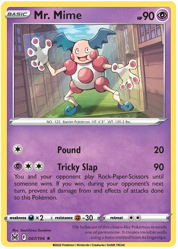 067/196 Mr. Mime (Rare) (Lost Origin) Pokemon card (English)