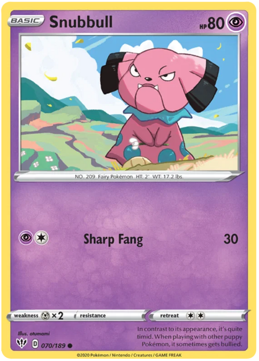 070/189 Snubbull (Darkness Ablaze) Pokemon card (English)