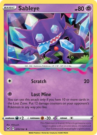 070/196 Sableye (Holo) (Lost Origin) Pokemon card (English)
