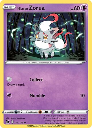 075/196 Hisuian Zorua (Lost Origin) Pokemon card (English)