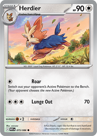 075/086 Herdier (White Flare) Pokemon card (English)